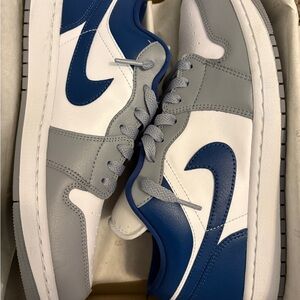 Jordan Men's Low-Top Sneakers in White, Gray & Blue